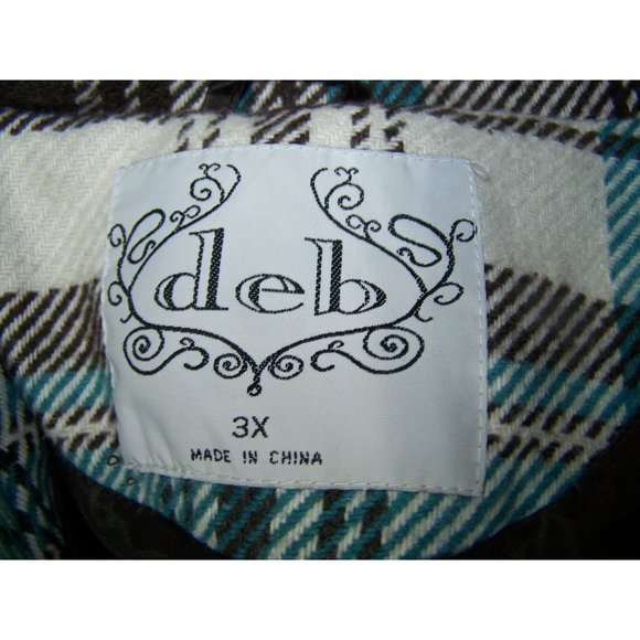 Deb Plaid Jacket Wool Short Blue Brown Plus 3X - Picture 6 of 10